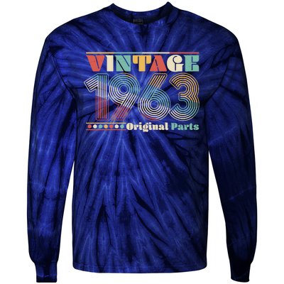 Retro 60s 70s Style Vintage 1963 Original Parts 60th Birthday Tie-Dye Long Sleeve Shirt