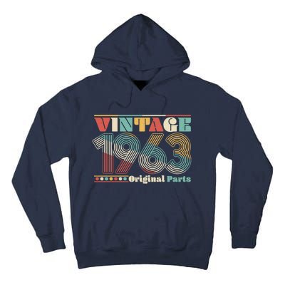 Retro 60s 70s Style Vintage 1963 Original Parts 60th Birthday Tall Hoodie