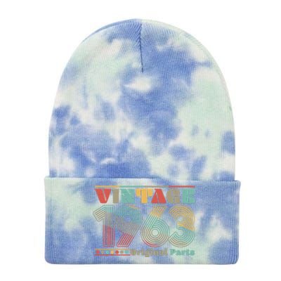 Retro 60s 70s Style Vintage 1963 Original Parts 60th Birthday Tie Dye 12in Knit Beanie