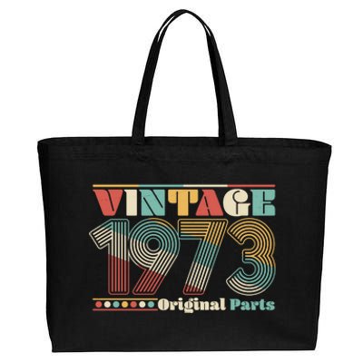 Retro 60s 70s Style Vintage 1973 Original Parts 50th Birthday Cotton Canvas Jumbo Tote