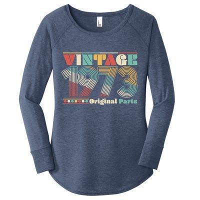 Retro 60s 70s Style Vintage 1973 Original Parts 50th Birthday Women's Perfect Tri Tunic Long Sleeve Shirt