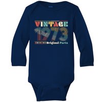 Retro 60s 70s Style Vintage 1973 Original Parts 50th Birthday Baby Long Sleeve Bodysuit