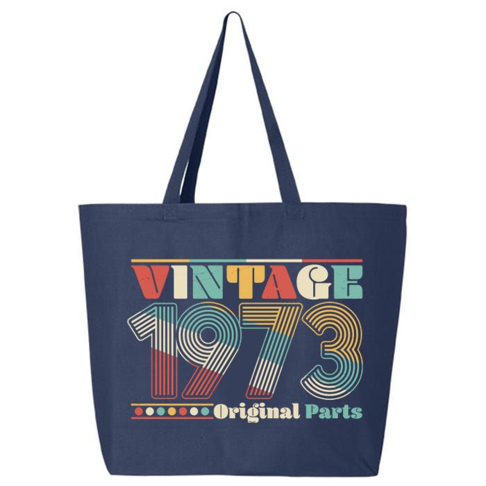 Retro 60s 70s Style Vintage 1973 Original Parts 50th Birthday 25L Jumbo Tote