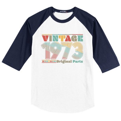 Retro 60s 70s Style Vintage 1973 Original Parts 50th Birthday Baseball Sleeve Shirt