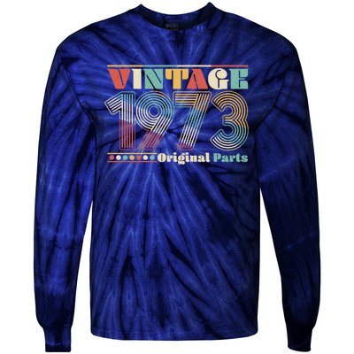 Retro 60s 70s Style Vintage 1973 Original Parts 50th Birthday Tie-Dye Long Sleeve Shirt