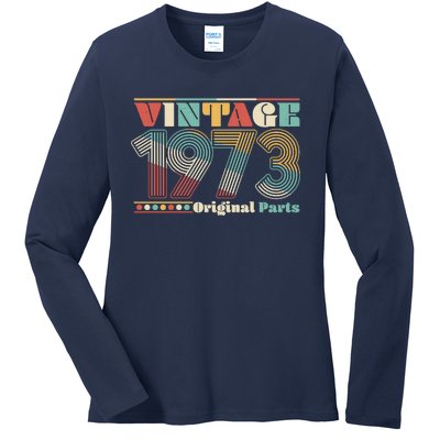 Retro 60s 70s Style Vintage 1973 Original Parts 50th Birthday Ladies Long Sleeve Shirt