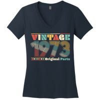 Retro 60s 70s Style Vintage 1973 Original Parts 50th Birthday Women's V-Neck T-Shirt