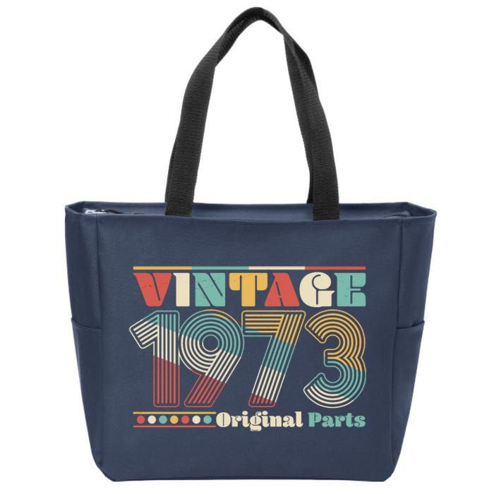 Retro 60s 70s Style Vintage 1973 Original Parts 50th Birthday Zip Tote Bag