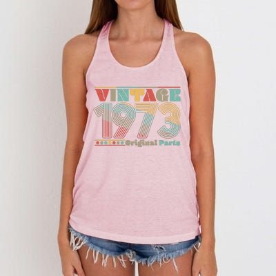 Retro 60s 70s Style Vintage 1973 Original Parts 50th Birthday Women's Knotted Racerback Tank