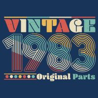 Retro 60s 70s Style Vintage 1983 Original Parts 40th Birthday Button