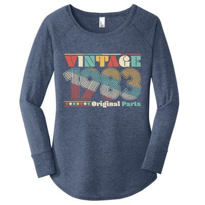 Retro 60s 70s Style Vintage 1983 Original Parts 40th Birthday Women's Perfect Tri Tunic Long Sleeve Shirt