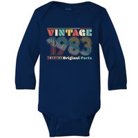 Retro 60s 70s Style Vintage 1983 Original Parts 40th Birthday Baby Long Sleeve Bodysuit