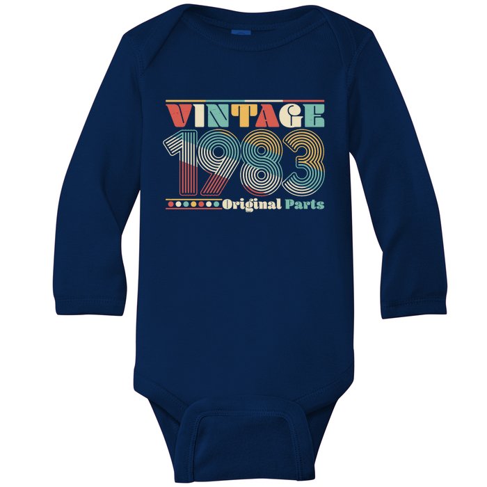 Retro 60s 70s Style Vintage 1983 Original Parts 40th Birthday Baby Long Sleeve Bodysuit