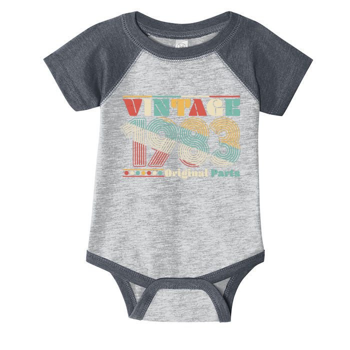 Retro 60s 70s Style Vintage 1983 Original Parts 40th Birthday Infant Baby Jersey Bodysuit