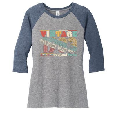 Retro 60s 70s Style Vintage 1983 Original Parts 40th Birthday Women's Tri-Blend 3/4-Sleeve Raglan Shirt