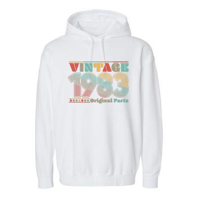 Retro 60s 70s Style Vintage 1983 Original Parts 40th Birthday Garment-Dyed Fleece Hoodie