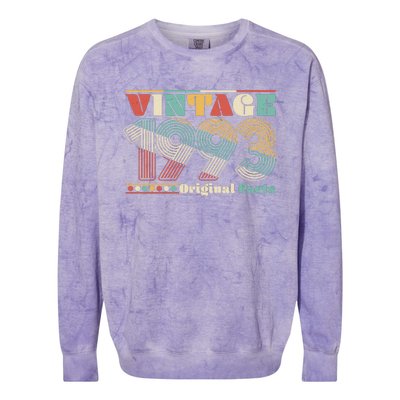 Retro 60s 70s Style Vintage 1993 Original Parts 30th Birthday Colorblast Crewneck Sweatshirt