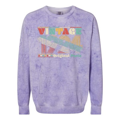 Retro 60s 70s Style Vintage 1924 Original Parts 100th Birthday Colorblast Crewneck Sweatshirt