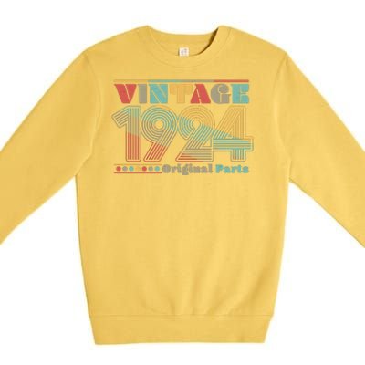 Retro 60s 70s Style Vintage 1924 Original Parts 100th Birthday Premium Crewneck Sweatshirt