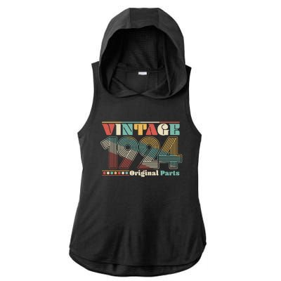 Retro 60s 70s Style Vintage 1924 Original Parts 100th Birthday Ladies PosiCharge Tri-Blend Wicking Draft Hoodie Tank