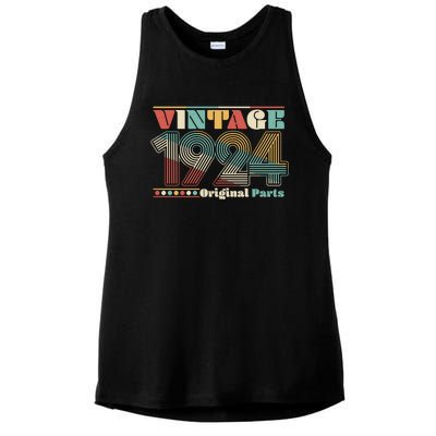 Retro 60s 70s Style Vintage 1924 Original Parts 100th Birthday Ladies PosiCharge Tri-Blend Wicking Tank