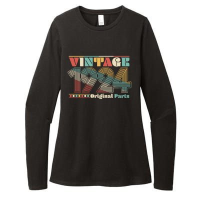 Retro 60s 70s Style Vintage 1924 Original Parts 100th Birthday Womens CVC Long Sleeve Shirt