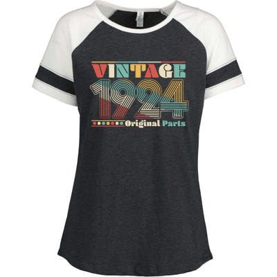 Retro 60s 70s Style Vintage 1924 Original Parts 100th Birthday Enza Ladies Jersey Colorblock Tee