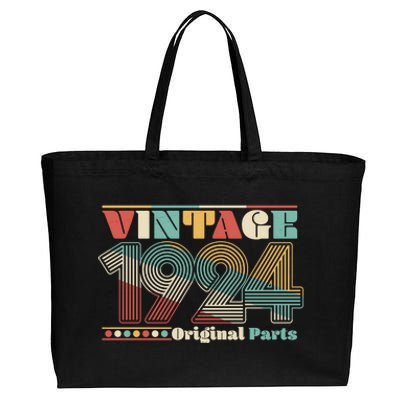 Retro 60s 70s Style Vintage 1924 Original Parts 100th Birthday Cotton Canvas Jumbo Tote