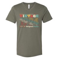 Retro 60s 70s Style Vintage 1924 Original Parts 100th Birthday V-Neck T-Shirt