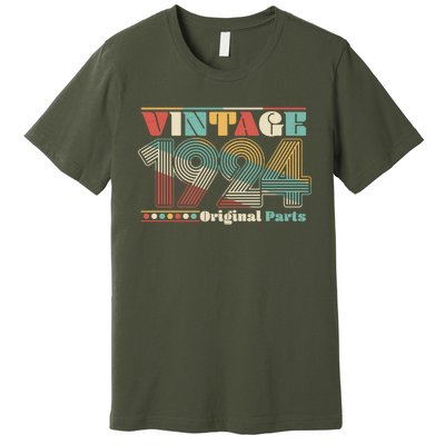 Retro 60s 70s Style Vintage 1924 Original Parts 100th Birthday Premium T-Shirt