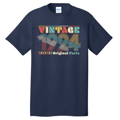 Retro 60s 70s Style Vintage 1924 Original Parts 100th Birthday Tall T-Shirt