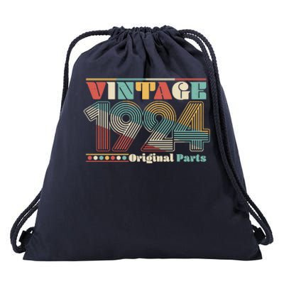 Retro 60s 70s Style Vintage 1924 Original Parts 100th Birthday Drawstring Bag