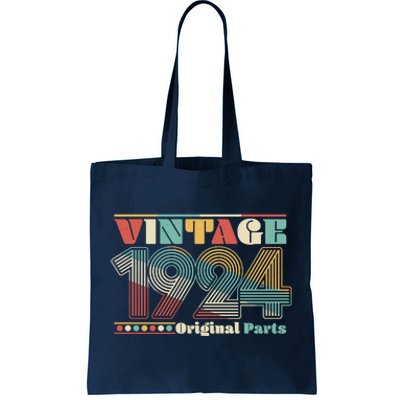 Retro 60s 70s Style Vintage 1924 Original Parts 100th Birthday Tote Bag