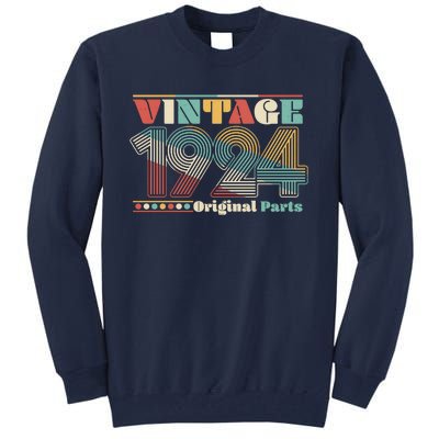 Retro 60s 70s Style Vintage 1924 Original Parts 100th Birthday Tall Sweatshirt