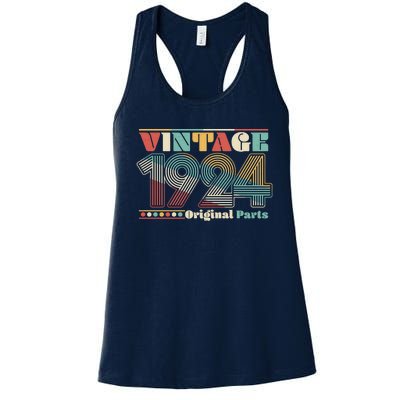 Retro 60s 70s Style Vintage 1924 Original Parts 100th Birthday Women's Racerback Tank