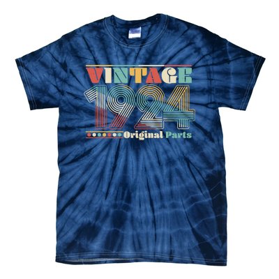 Retro 60s 70s Style Vintage 1924 Original Parts 100th Birthday Tie-Dye T-Shirt