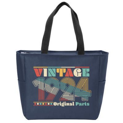 Retro 60s 70s Style Vintage 1924 Original Parts 100th Birthday Zip Tote Bag