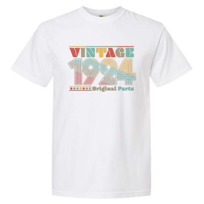 Retro 60s 70s Style Vintage 1924 Original Parts 100th Birthday Garment-Dyed Heavyweight T-Shirt