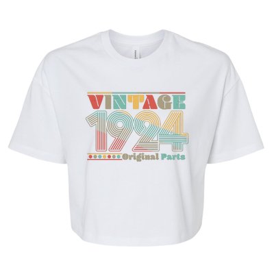 Retro 60s 70s Style Vintage 1924 Original Parts 100th Birthday Bella+Canvas Jersey Crop Tee