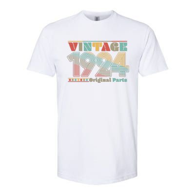 Retro 60s 70s Style Vintage 1924 Original Parts 100th Birthday Softstyle CVC T-Shirt