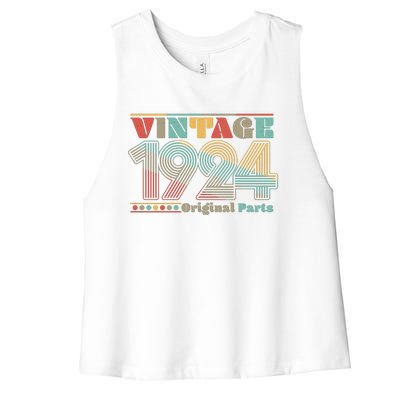 Retro 60s 70s Style Vintage 1924 Original Parts 100th Birthday Women's Racerback Cropped Tank