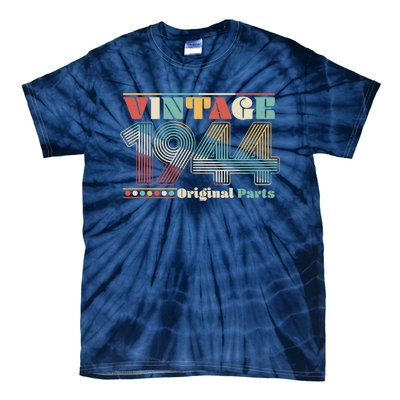 Retro 60s 70s Style Vintage 1944 Original Parts 80th Birthday Tie-Dye T-Shirt