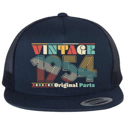 Retro 60s 70s Style Vintage 1954 Original Parts 70th Birthday Flat Bill Trucker Hat