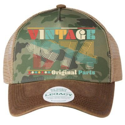 Retro 60s 70s Style Vintage 1974 Original Parts 50th Birthday Legacy Tie Dye Trucker Hat