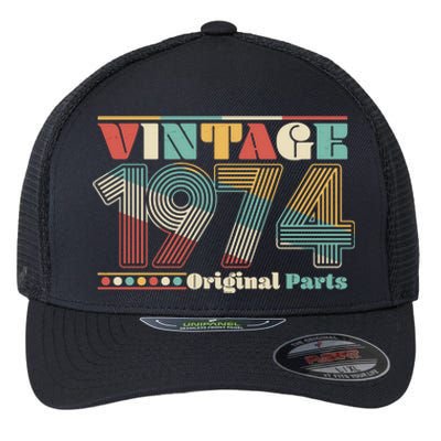 Retro 60s 70s Style Vintage 1974 Original Parts 50th Birthday Flexfit Unipanel Trucker Cap