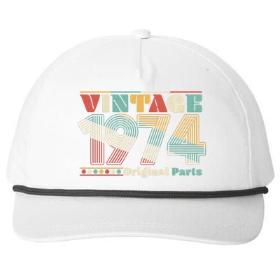 Retro 60s 70s Style Vintage 1974 Original Parts 50th Birthday Snapback Five-Panel Rope Hat