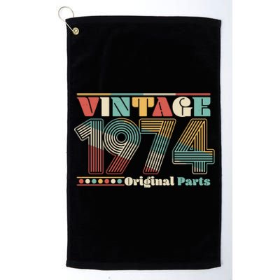 Retro 60s 70s Style Vintage 1974 Original Parts 50th Birthday Platinum Collection Golf Towel