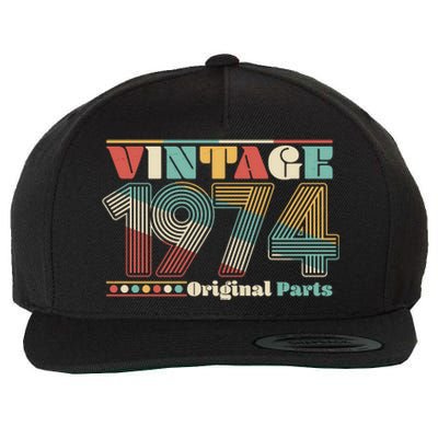 Retro 60s 70s Style Vintage 1974 Original Parts 50th Birthday Wool Snapback Cap