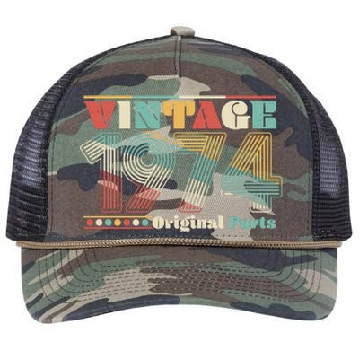 Retro 60s 70s Style Vintage 1974 Original Parts 50th Birthday Retro Rope Trucker Hat Cap