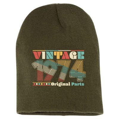 Retro 60s 70s Style Vintage 1974 Original Parts 50th Birthday Short Acrylic Beanie